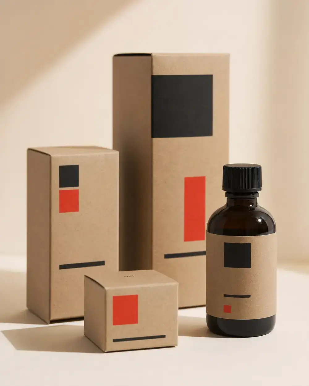 Sustainable packaging set — boxes, labels and tubes