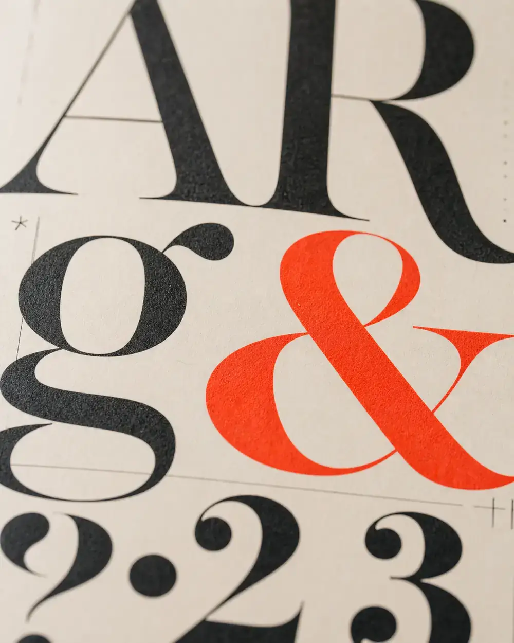 Type specimen sheet with oversized letterforms